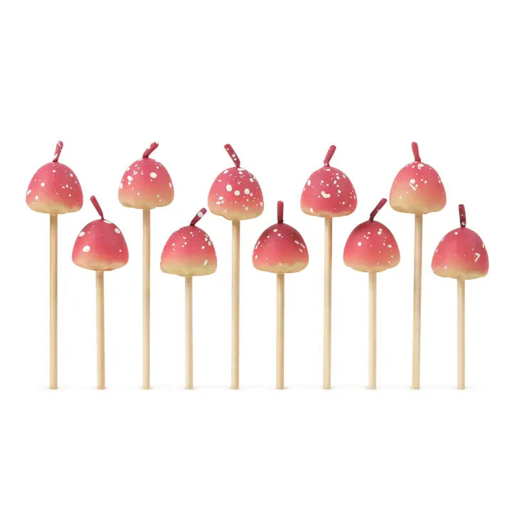 10 Woodland Wicks paddestoel verjaardags kaarsjes