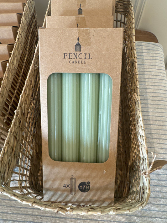 Pencil kaars - dusty green - set van 4