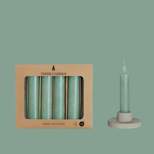 Taper kaarsen h.11cm Ø2.15 cm eucalyptus green set 6
