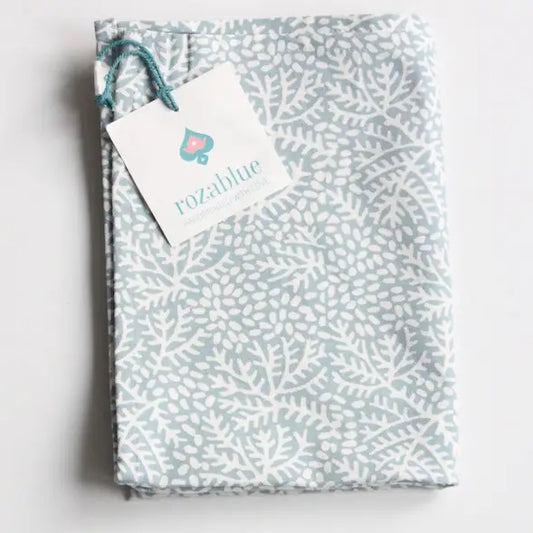 Rozablue handgedrukte keukendoek - lichtblauw - 100% Katoen