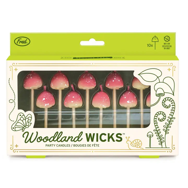 10 Woodland Wicks paddestoel verjaardags kaarsjes