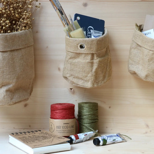 Sizo Jute Bag Naturel met metalen ring