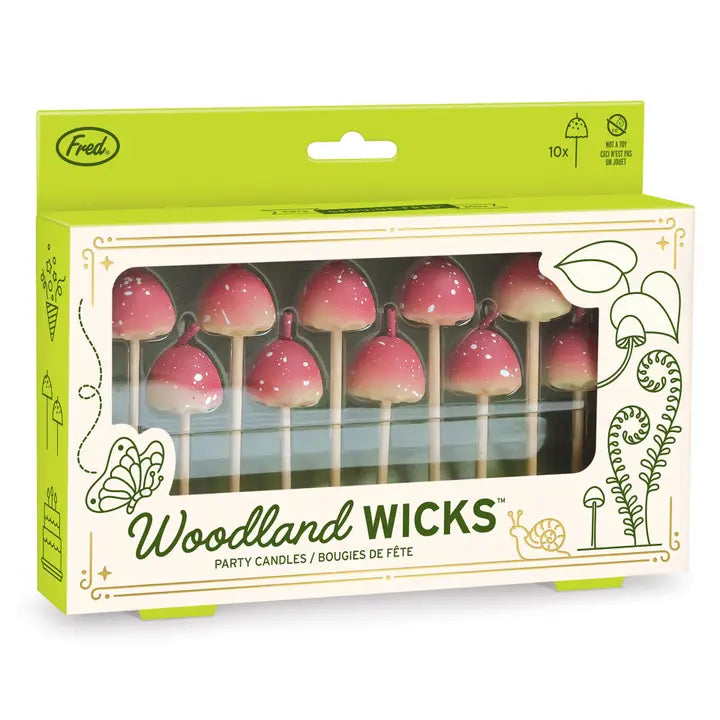 10 Woodland Wicks paddestoel verjaardags kaarsjes