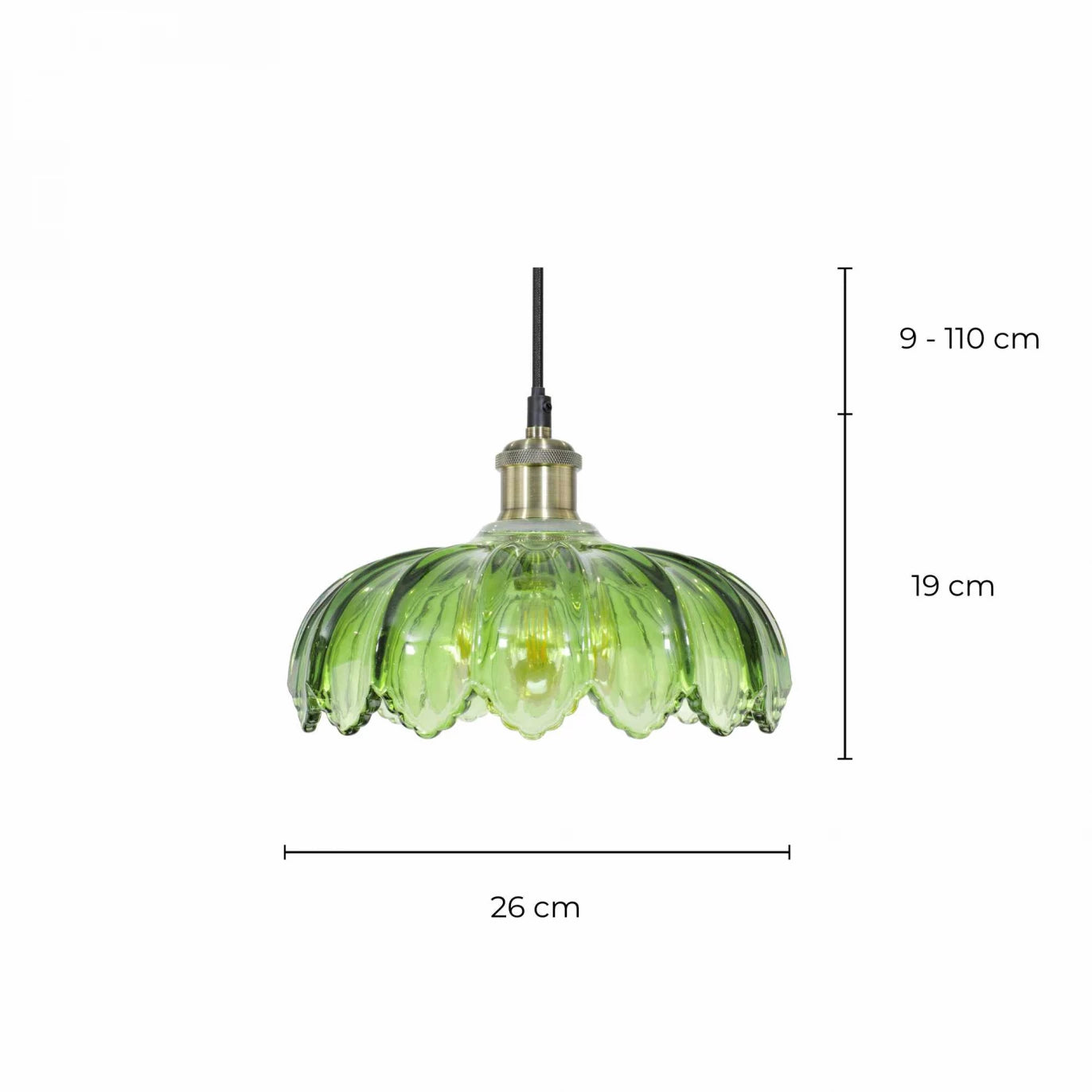 Hanglamp ‘Pétale’ – Groen Getint Glas