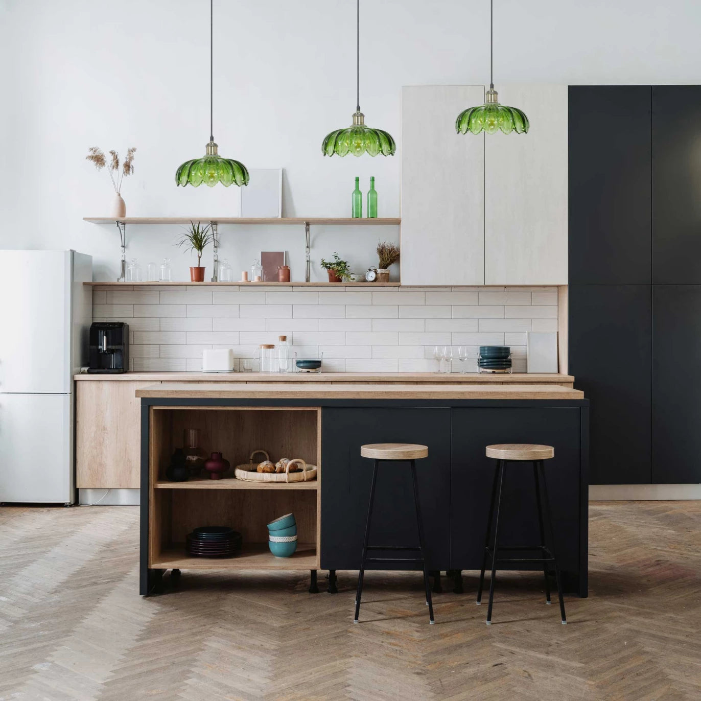 Hanglamp ‘Pétale’ – Groen Getint Glas